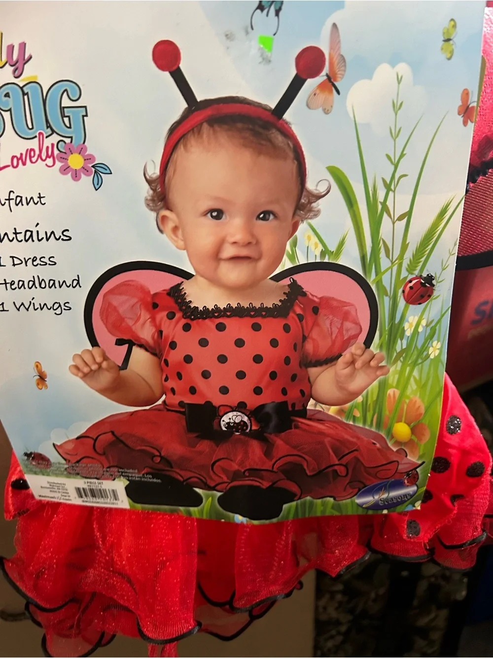 Infant Ladybug Costume Dress with Headband and Wings - Red